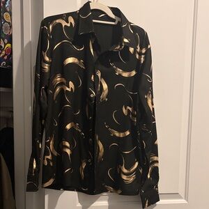Black and Gold Patterned Shirt Versace inspired women’s  medium